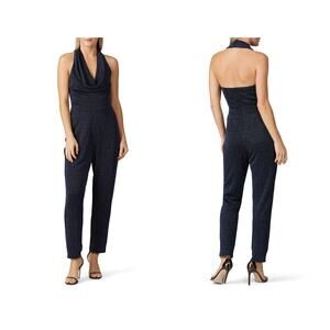 Harlyn Women's Navy Halter Cowl Neck Jumpsuit Size XS